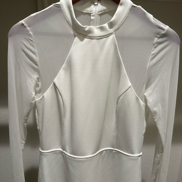 Lulu's White Ribbed Backless Bodycon Dress Sz Med - Picture 4 of 5